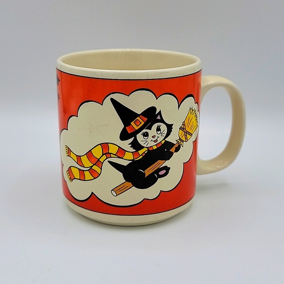 Lefton Other - RARE 1980s Lefton China Hand painted Vintage Halloween ceramic Mug retro goth